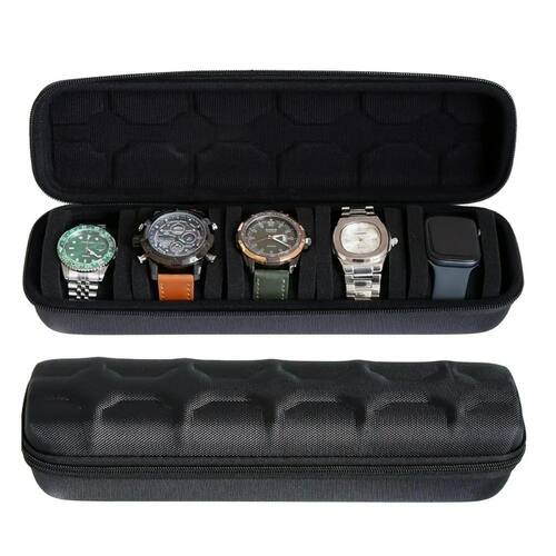 5 Slots Hard Watch Travel Case, Watch Display Storage Box, L
