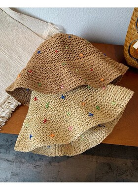 Women Summer Colorful Straw Hat Crochet Foldable UV Protect