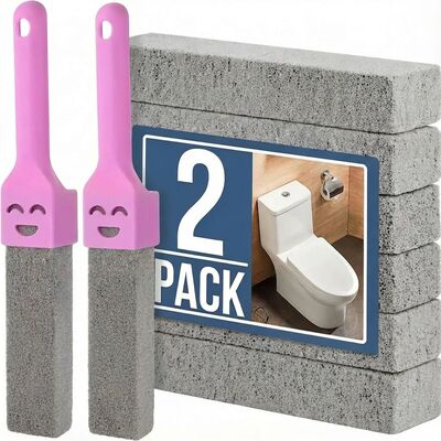 2 Pack Pumice Stone Cleaner with 2 Universal Handles - Grey