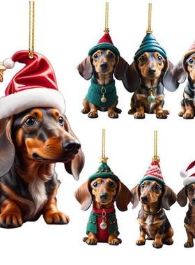 Christmas Tree Hanging Ornaments Dachshund Dog Shaped Pendan