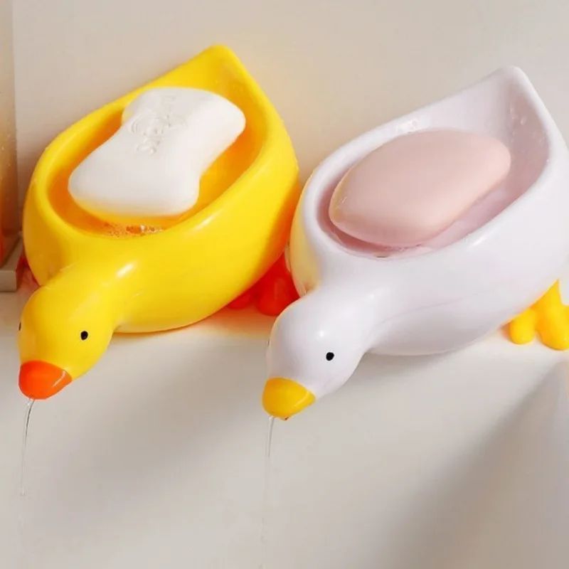Plastic Soap Dish, Self-Draining Soap Holder, Cute Duck Shap图片