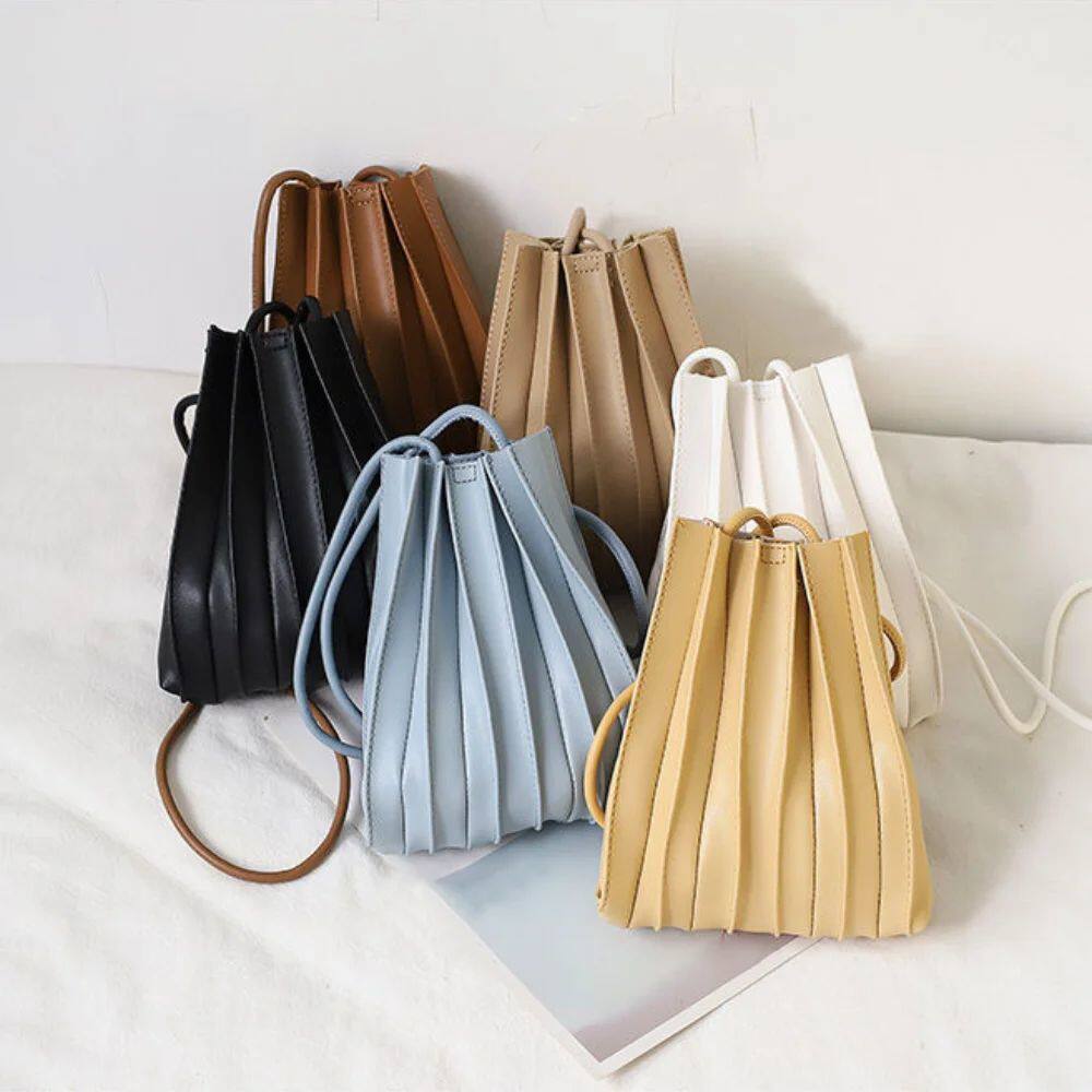 High Quality PU Mobile Phone Bag Pleated Mini Single Shoulde