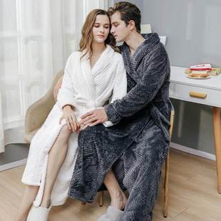 浴袍加绒加厚法兰绒睡袍男女Men women sleeping robes bathrobes