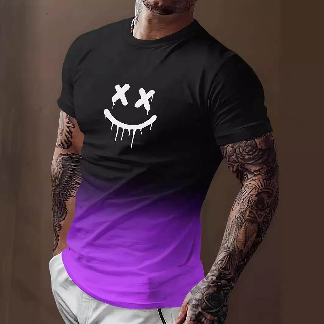 Men's green sports printed T-shirt with short sleeves