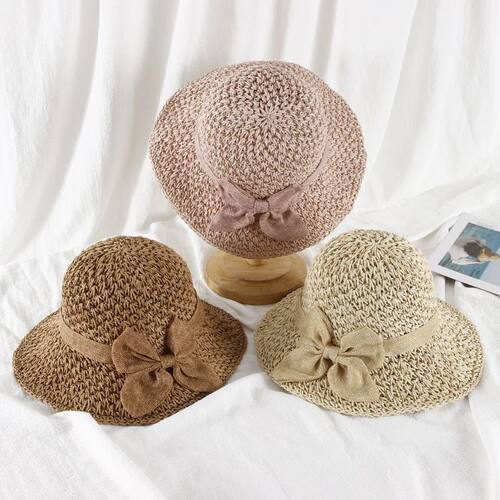 Handmade Women's Straw Panama Hat with Bowknot Detail - Fold