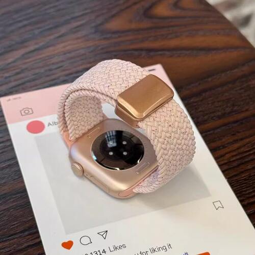 编织磁吸苹果s11表带适用iWatch456789 SE s10透气编织磁吸表带女