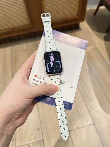 韩系波点漆皮适用华为手环fit5表带fit4pro女fit3腕带运动男舒适