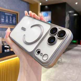 适用于苹果17手机壳镜头全包新款女17promax外壳磁吸透明磨砂iphone16pro保护壳精致橙色pm超薄男士包摄像头