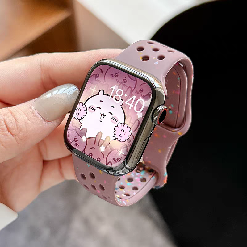 适用iwatch10手表带s9苹果手表applewatch硅胶运动表带S10代彩点