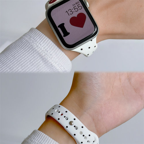 波点斜切小蛮腰苹果手表表带适用Applewatchs12腕带新款9/7/se2女
