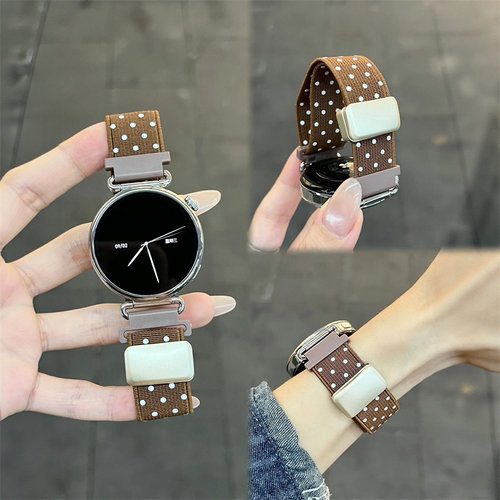 棕色适用oppo手表watchx3mini表带oppowatch4pro表带磁吸波点编织
