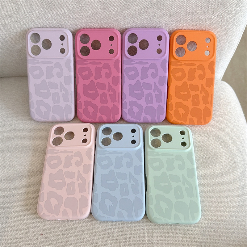 云青色豹纹适用苹果16promax手机壳新款iphone17pro液态硅胶带一体拍照按键16pm镜头全包保护高颜值女外壳