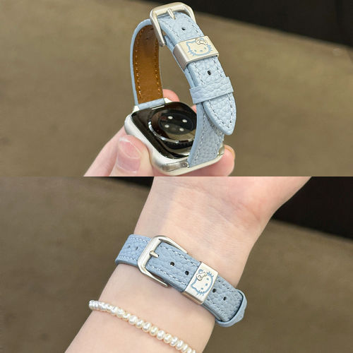 拼色KT猫荔枝纹细款适用华为FIT5/fit4表带Fit4pro高级新款fit3女