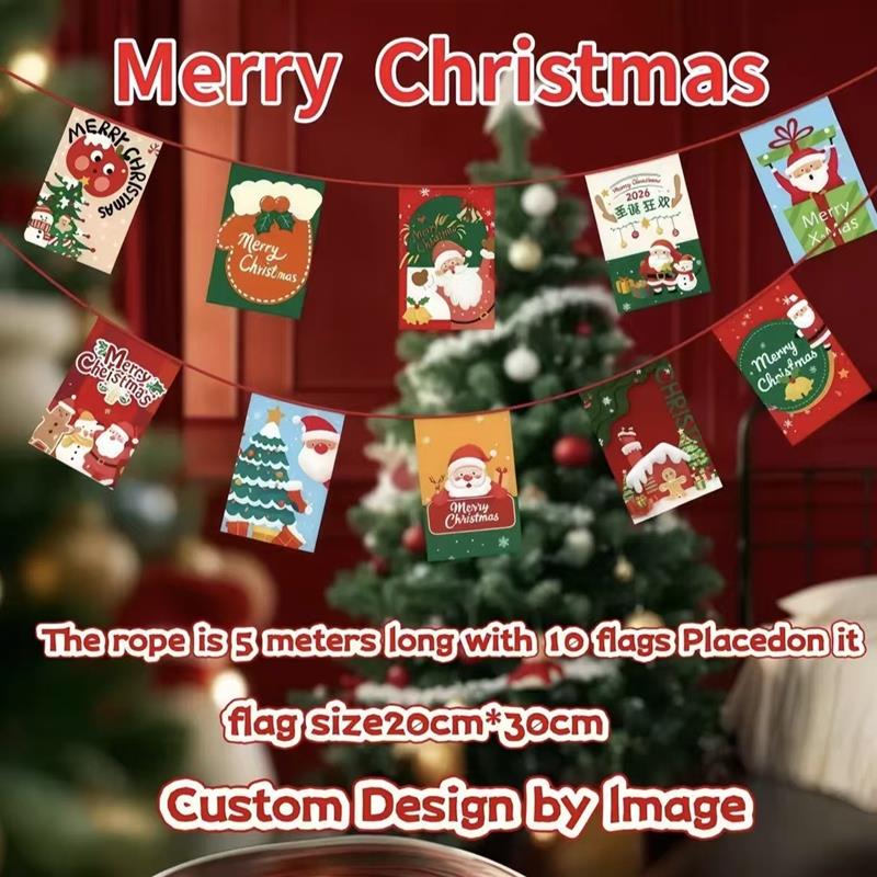 圣诞节拉旗Christmas tree挂饰屋顶室内吊饰串旗氛围装饰场景布