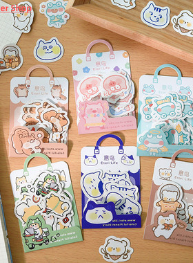 40 Pcs/lot Cute Kawaii Animal Paper Cat Box Stickers Calenda