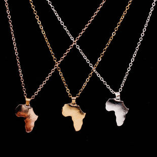 Africa Map Necklace Pendant Women Men Gold Silver Jewelry