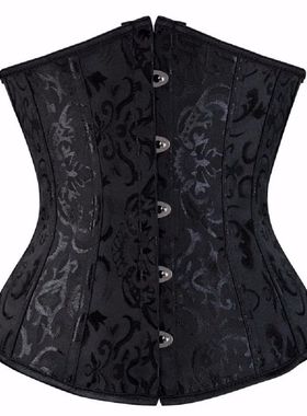 Women Gothic Sexy Satin Underbust Corset Bustier Waist Cinch