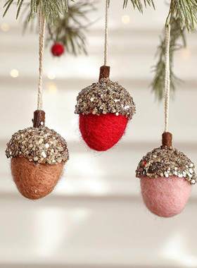 Felt Pinecone Ornaments, Mini Christmas Tree Decorations