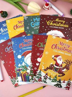 8PCSSet Merry Christmas Christmas Theme Coloring Book Educat