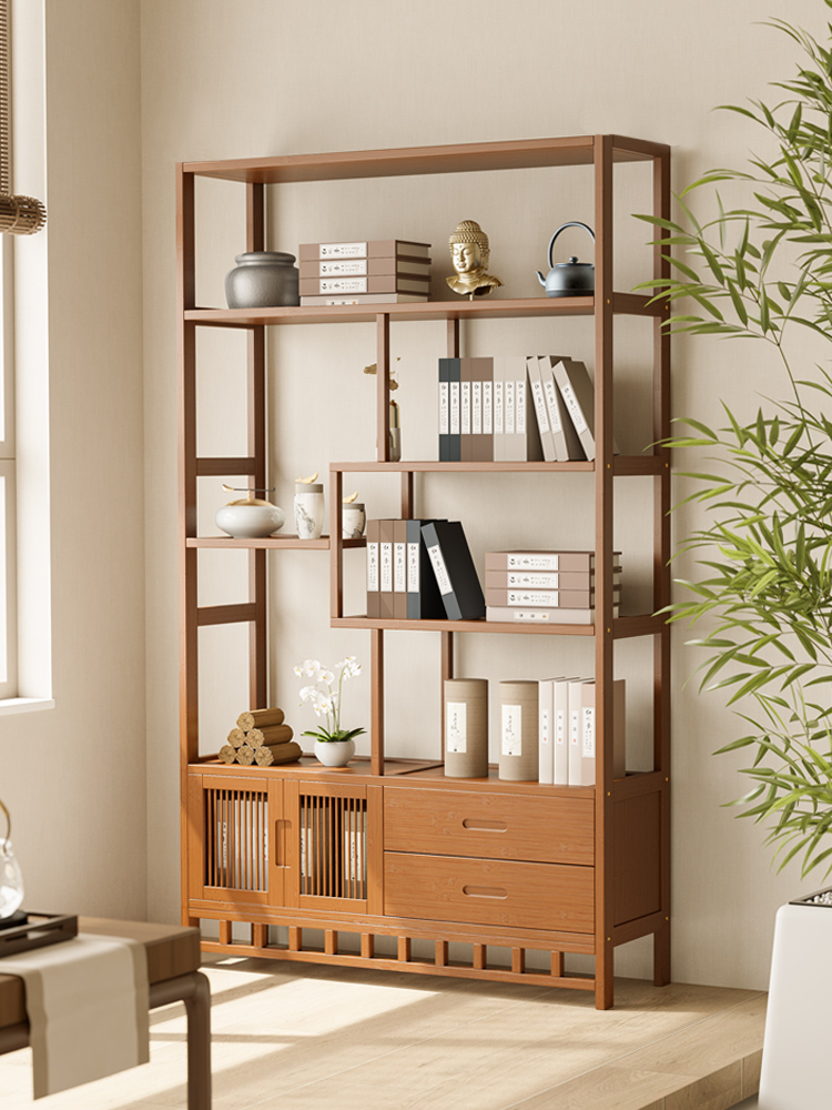 茶叶客厅中式置物架多宝阁展示柜隔断架子茶室摆件新实木博古架非