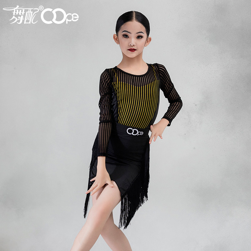 舞配拉丁舞服练习服秋冬新款透视