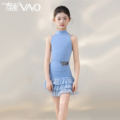 女童拉丁舞挂脖表演服2026新款