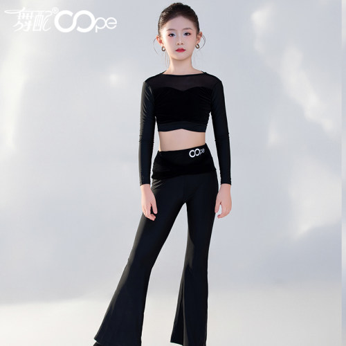 女童黑色拉丁舞服套装