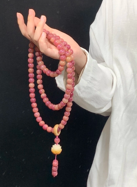 抖音爆款暮色蔷薇乌梅子酱粉菩提手持脖挂108颗多圈手串文玩佛珠