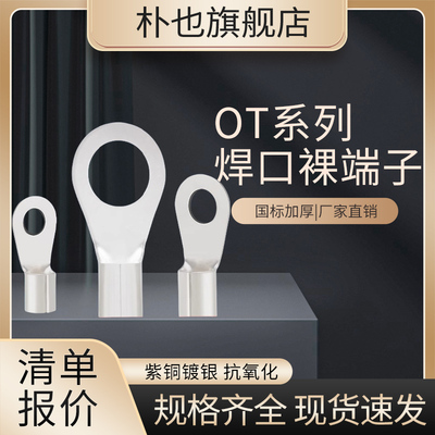 国标A级紫铜加厚OT镀银接线端子