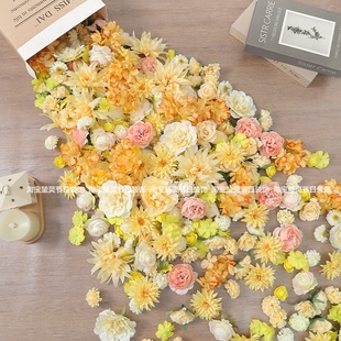 新款黄色花朵材料包 仿真花假花手工diy汉服头花簪花婚庆装饰布景