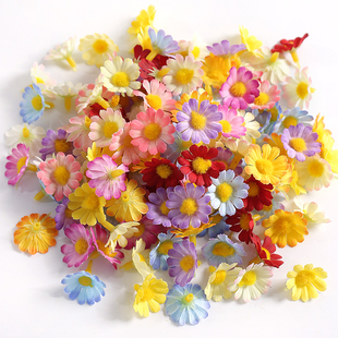 家居装 饰布景 绢花菊花diy头饰花环材料 2cm迷你仿真向日葵太阳花