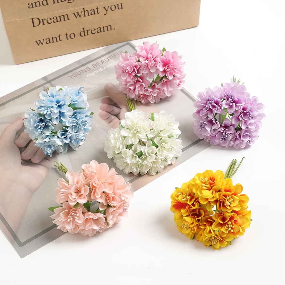 仿真玫瑰花康乃馨绢布花DIY手工花环制作喜糖盒饰品配件小花束