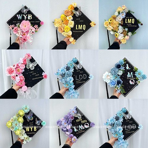 大学生毕业学士帽簪花毕业拍照花