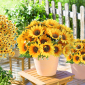 小向日葵仿真花摆件太阳花假花布景摆设栅栏花小花束客厅餐桌装 饰