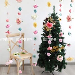 diy花帘子材料包仿真花朵自制瀑布花挂饰悬浮花串门帘花墙装饰