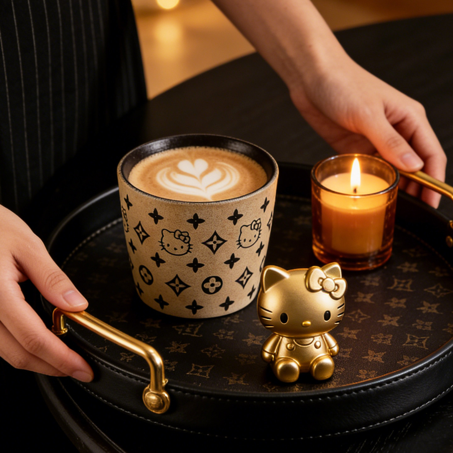 HelloKitty陶瓷猪口杯咖啡杯女生专用拉花杯雕刻猫咪马克杯水杯大图片