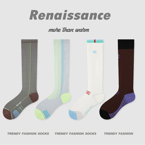 Renaissance袜子女跑步肌能小腿袜跳绳马拉松健身运动压力瘦腿袜