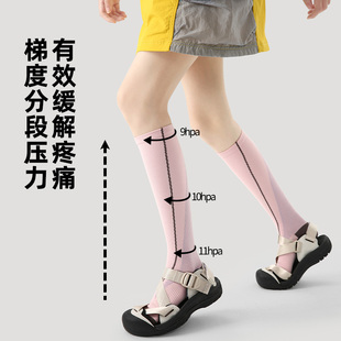 文艺复兴徒步透气吸汗美腿显瘦小腿袜专业压力运动户外爬山袜子女