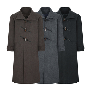 型长款 重磅夹棉立体剪裁落肩版 风衣 牛角扣羊毛混纺大衣外套 PMET