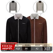 PMET「爵格绅绒」双面穿灯芯绒撞色翻领夹克千鸟格宫廷风通勤外套