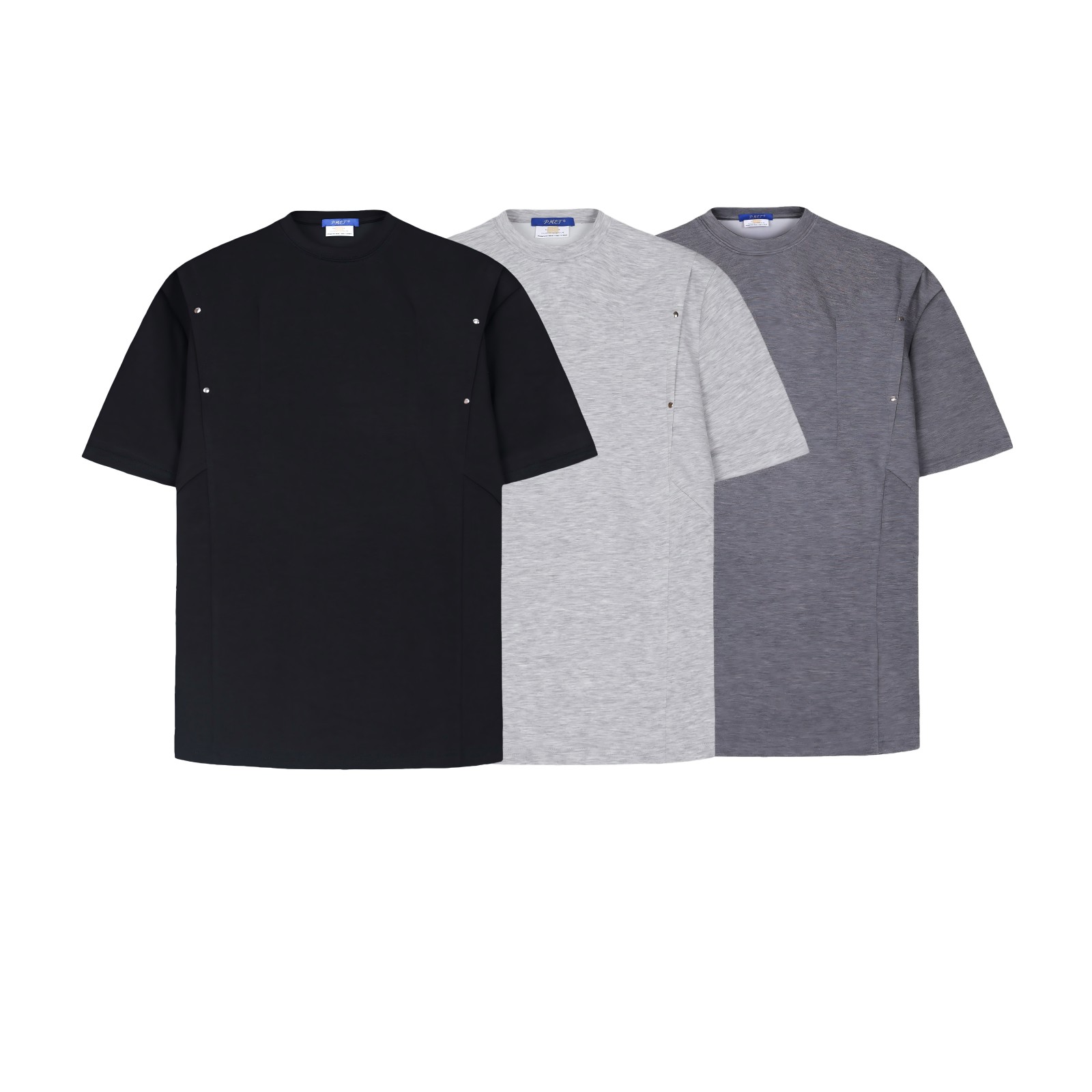 PMET 结构活页短袖 cleanfit基础打底T恤潮牌夏季宽松铆钉上衣