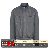 夹克秋冬新款 PMET「尘染」水洗做旧哈灵顿牛仔外套 灰色扎染工装