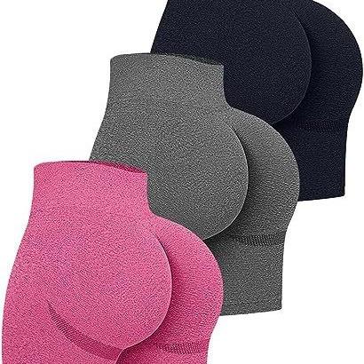 Smiling yoga pants with high waist for fitness, worn