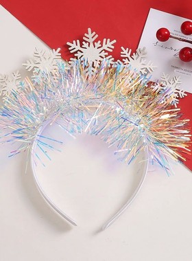Children's White Snowflake Sequin Decorative Hair Hoop Chris