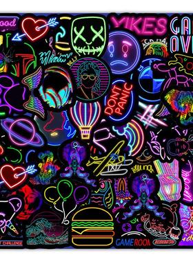 50PCS Cartoon Neon Light Graffiti Stickers Car Guitar Motorc