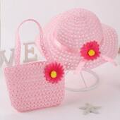 Beach Hats Wide New Set Children Yellow Brim Summer Straw