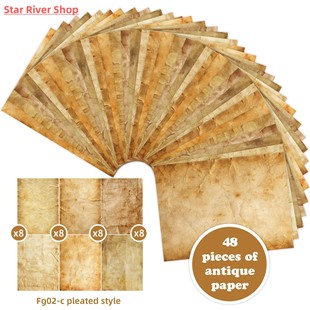 48 Sheets Material Paper for Scrapbooking Vintage Wrinkled
