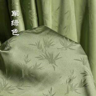 新款碧玉小竹叶色丁提花面料旗袍汉服唐装暗纹马面裙女装连衣裙