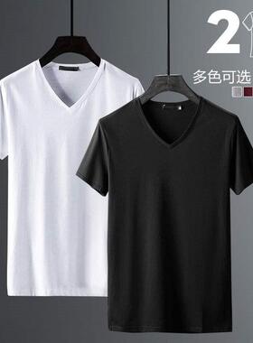 Pure white short sleeve t-shirt men's fitness slim T-shi