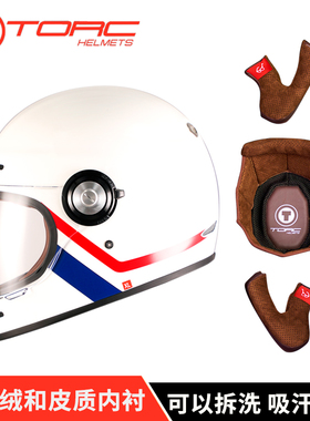 TORC头盔男摩托车复古全盔春夏女哈雷机车骑行安全盔3C四季玻纤T1